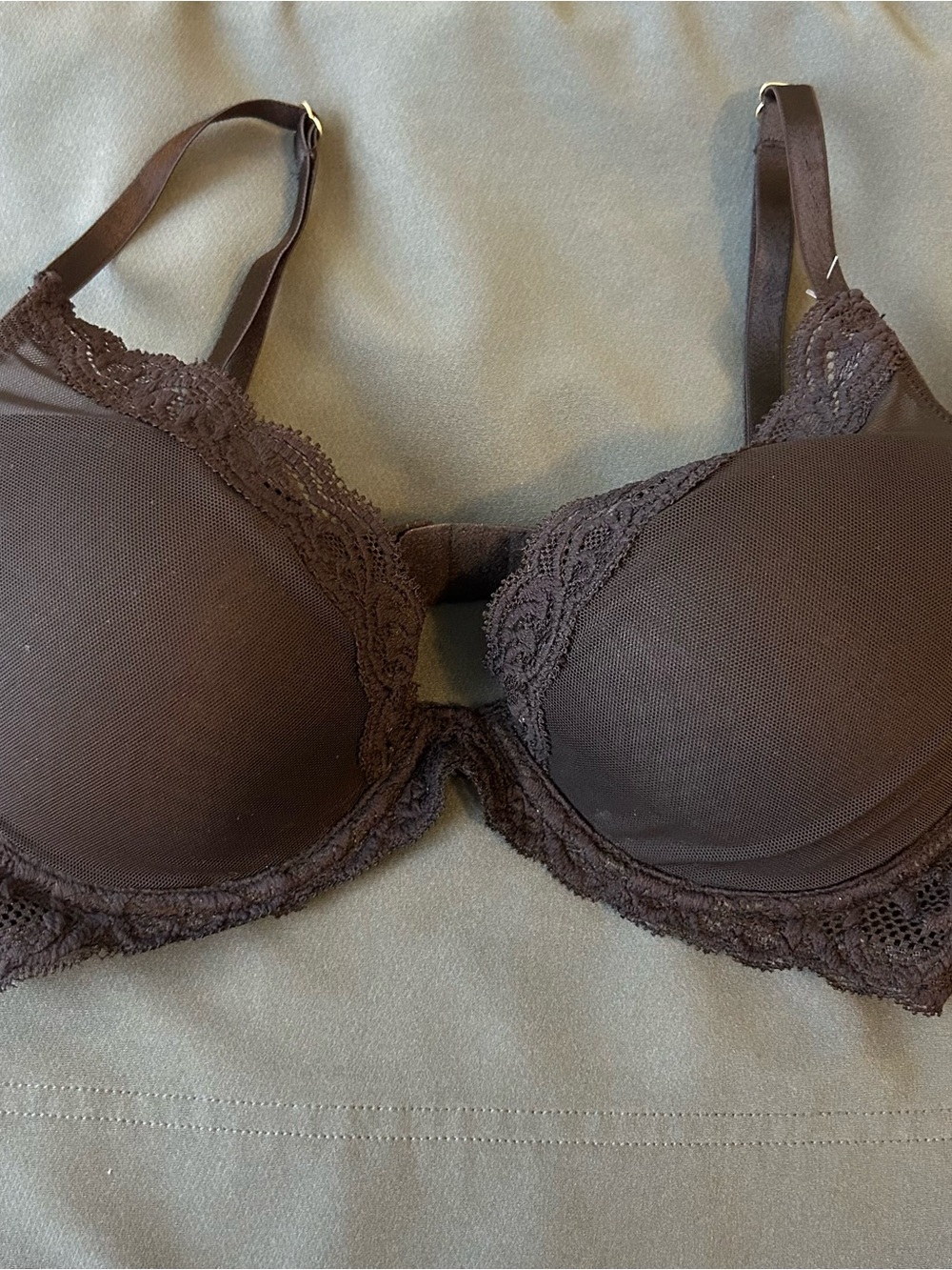 Natori Black Lace-Back Molded Cup Bra Size 34C